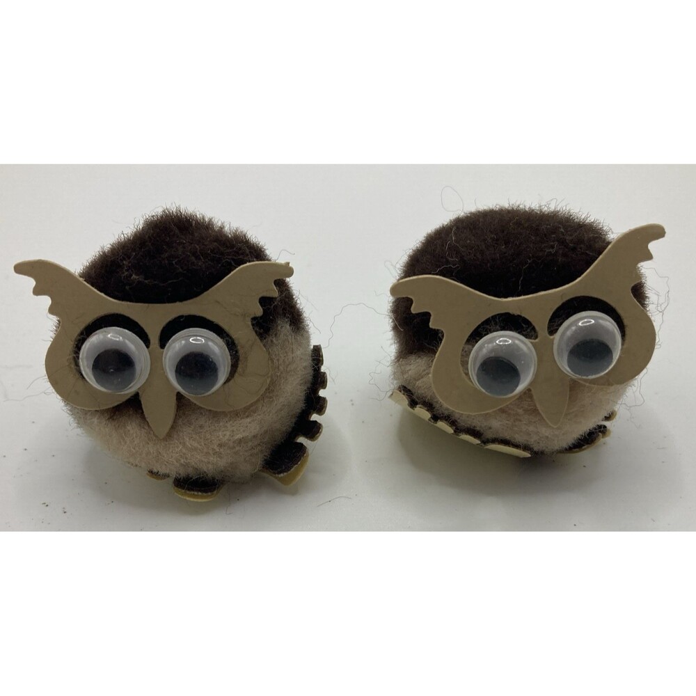 OWL Wuppet Weepul Googly Eye Fuzzy Pom Pom Vintage 1970s Sticky Feet New Unused